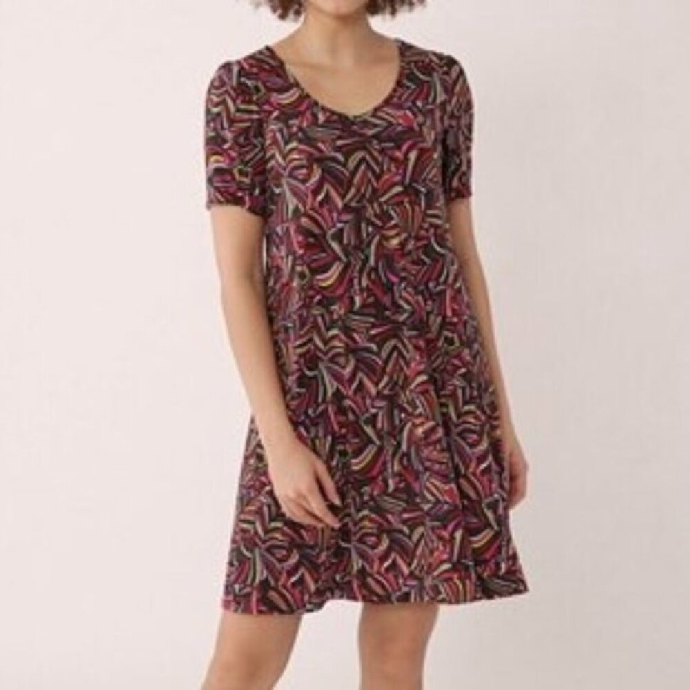 New Kim & Co. Brazil Knit Short Sleeve Mini Dress Size Large bin 3E